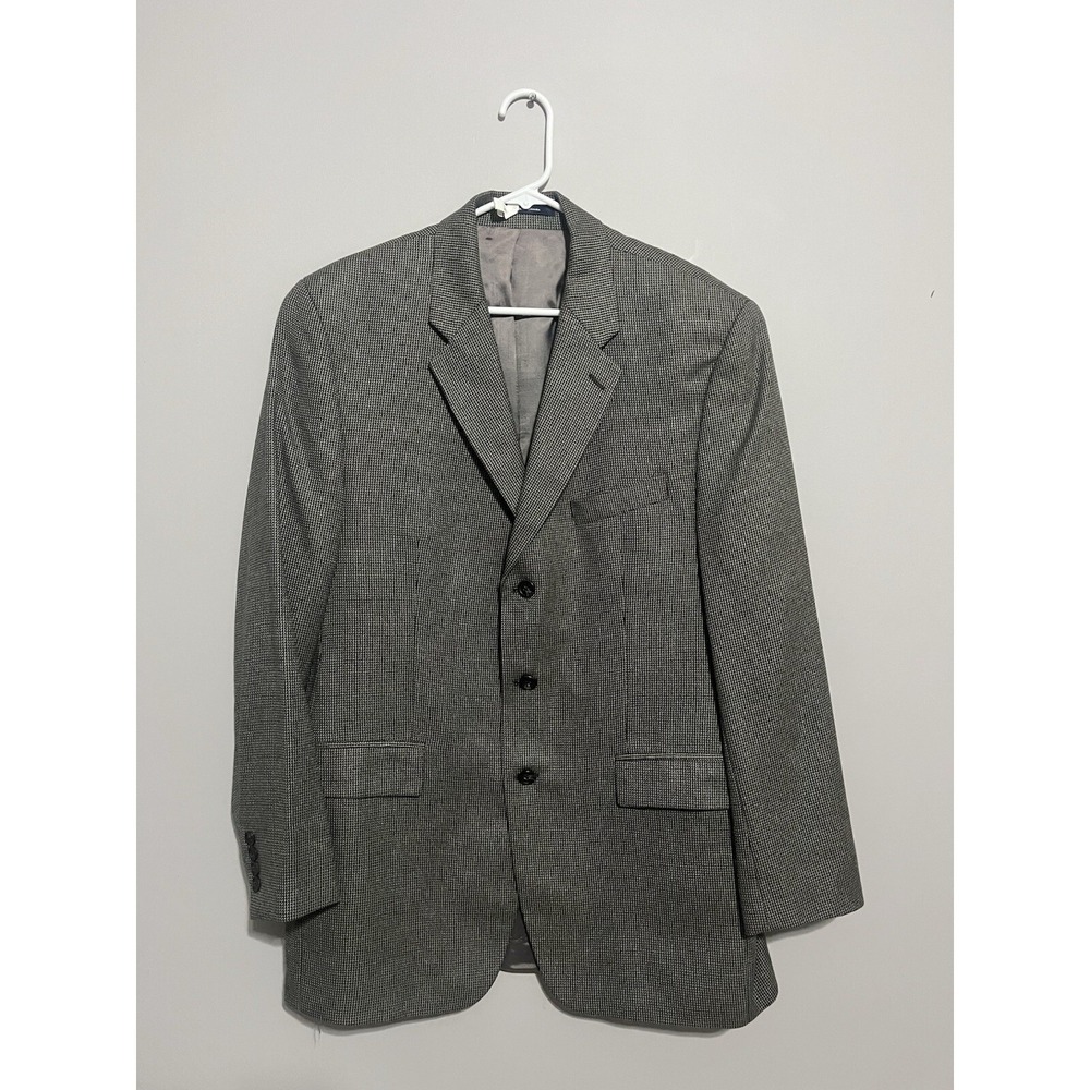 Vintage Canada CHAPS RALPH LAUREN Silk Wool Houndstooth Blazer Jacket Suit 42L‎